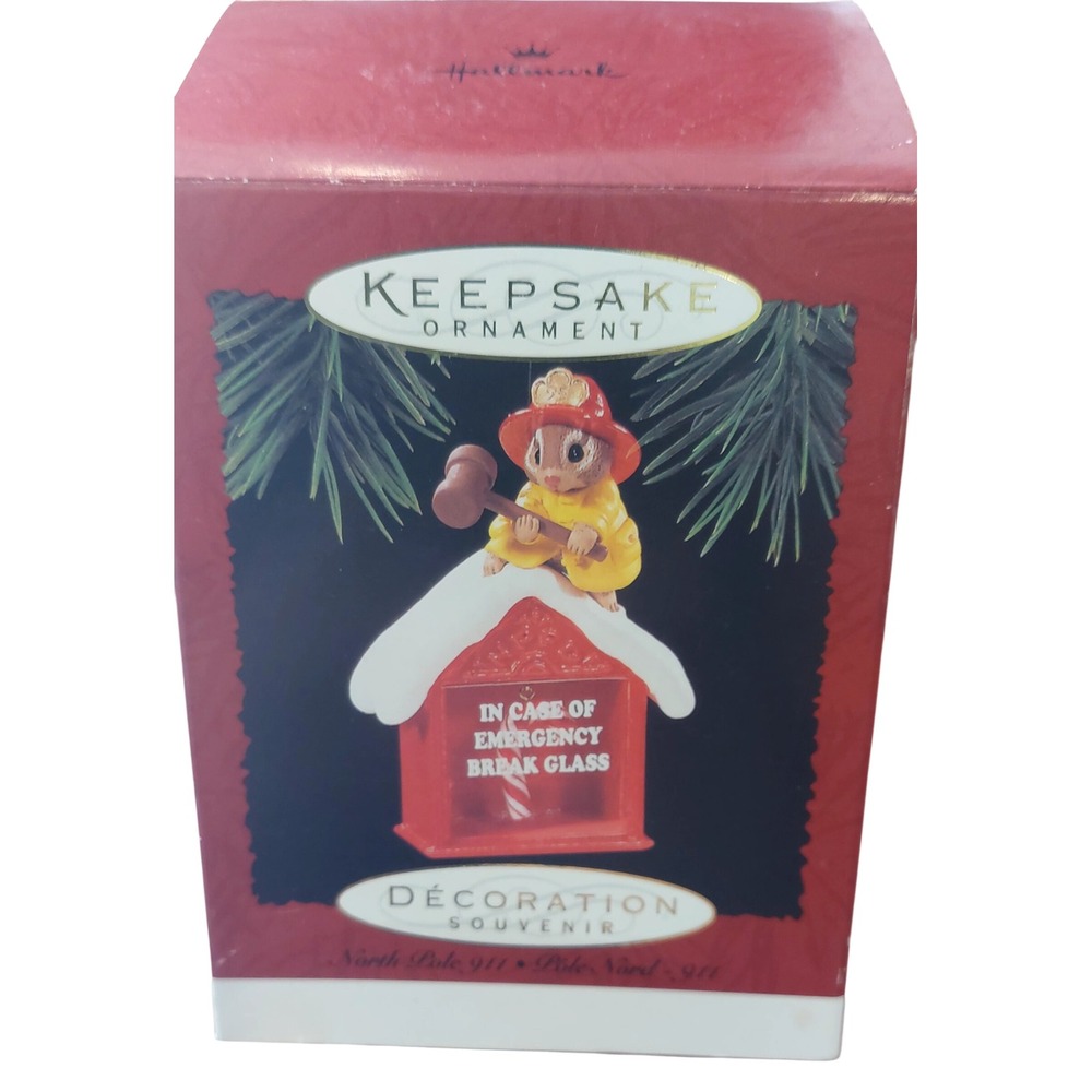 Vintage Hallmark Keepsake Ornament 1995 Chipmunk Firefighter North Pole 911 Red